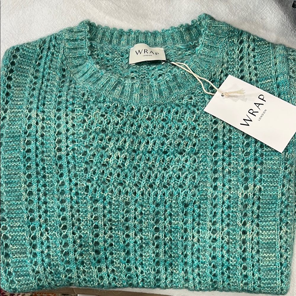 Wrap SEAFOAM Teal Knit Sweater SIZE 8 BRAND NEW